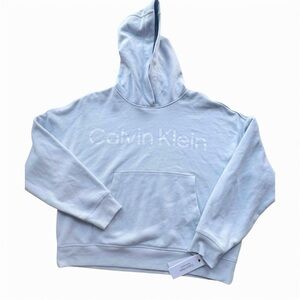 Calvin Klein Metallic Logo Cropped Hooded Women's Sweatshirt NWT Size M